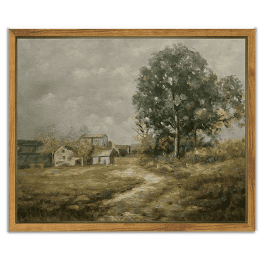 Drsoum Framed Canvas Wall Art Vintage Village Road Room Decor for Bathroom Bedroom Living Room - 8x10in Natural Framed