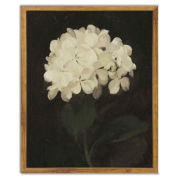 Drsoum Framed Classical Canvas Wall Art Oil Painting Vintage The white Hydrangeas Decor for Bathroom Bedroom Living Room - 8x10in Natural Framed