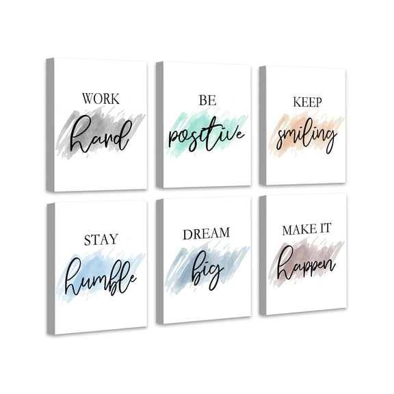 Drsoum Framed Motivational Wall Decor Inspirational Office Quotes Canvas Posters 8"x10"x6PCS