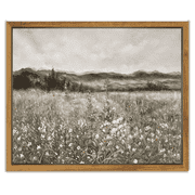 Drsoum Framed Vintage Canvas Wall Art Home Decor, Meadow with Flowers Painting for Living Room Kitchen Bedroom Office Bathroom - 8x10in Natural Framed