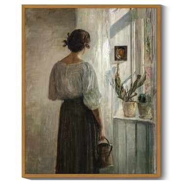 Drsoum French Country Wall Art Medieval Lady Classic Prints Kitchen Bathroom Office Decor - 8x10in Nature Framed