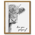 thumbnail image 1 of Drsoum Funny Highland Cow Bathroom Wall Art Rustic Farmhouse Wall Decor with Humorous Are You Pooping Canvas Print Cute Animal Canvas Art for Restroom 8x10in Brown Framed, 1 of 7