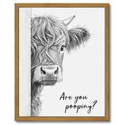 Drsoum Funny Highland Cow Bathroom Wall Art Rustic Farmhouse Wall Decor with Humorous Are You Pooping Canvas Print Cute