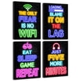 thumbnail image 1 of Drsoum Gamer Decor for Boys Gaming Wall Art Neon Gaming Room Decor Gamer Wall Art Teenage Boy Room 8x10in4pcs Natural Framed, 1 of 7