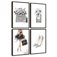 thumbnail image 1 of Drsoum Glam Black Fashion Ladies Wall Art Girly Beauty Makeup Room Decor 8x10in4pcs Black Framed, 1 of 6