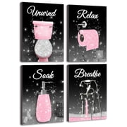Drsoum Glam Pink Fashion Woman Wall Decor Girly Beauty Makeup Room Decor 8x10in4PCS Natural Framed