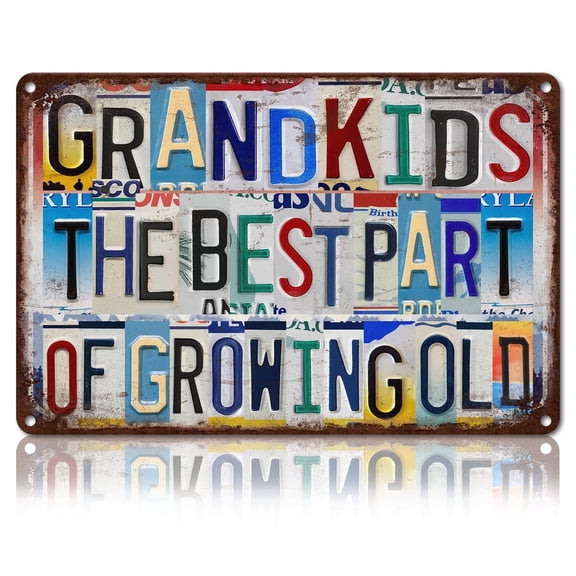 Drsoum Grandkids Sign 8x12 in Vintage Wall Decor Rustic License Plate Art