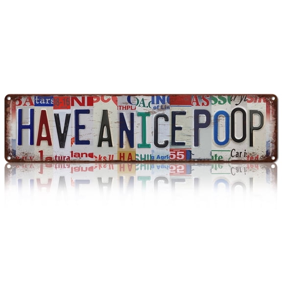 Drsoum Have a Nice Poop Tin Sign Vintage Metal Wall Art 4x16 Inch Bathroom Decor