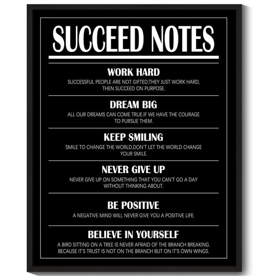 Drsoum Inspirational Wall Art Motivational Positive Letter Sayings Prints Art Encouraging Posters Home Decor 8x10in Black Framed