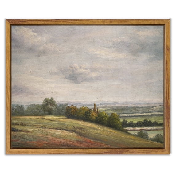 Drsoum Landscape Canvas Vintage Classical Framed Paints White Clouds Over Vast Grassland Room Decor 8X10in