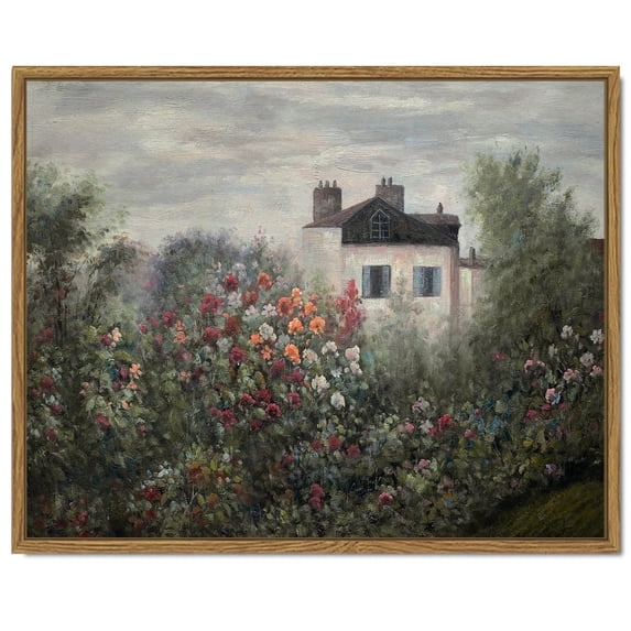 Drsoum Landscape Canvas Wall Art Vintage Classical Framed Paints Flower Garden Room Decor - 11x14in Natural Famed