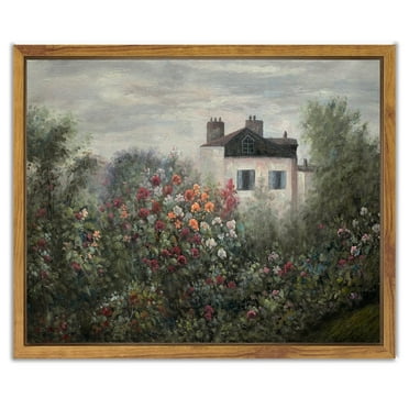 Drsoum Landscape Canvas Wall Art Vintage Classical Framed Paints Flower Garden Room Decor - 8x10in Natural Famed