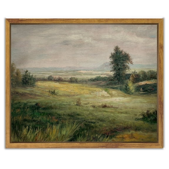 Drsoum Landscape Canvas Wall Art Vintage Classical Paints The Vast Grassland Room Decor 8x10in Framed