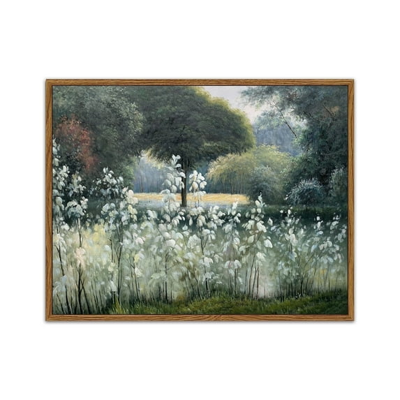 Drsoum Landscape Canvas Wall Art Vintage Forest Classical Framed Painting Room Decor for Hallway Bedroom Living Room - 11x14in Natural Framed