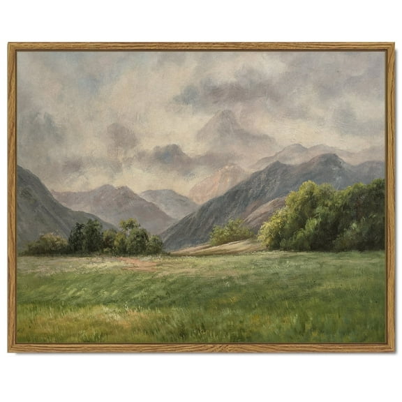 Drsoum Landscape Large Vintage Canvas Wall Art Classical Prairie 11x14in Mountain Room Decor for Kitchen Bedroom Living Room - Natural Framed