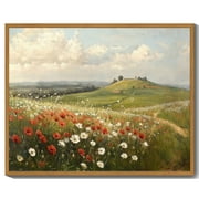 Drsoum Landscape Rural wildflowers Wall Art Classic Retro rustic Wall Prints Farmhouse Kitchen Bathroom Office Decor - 8x10in Nature Framed
