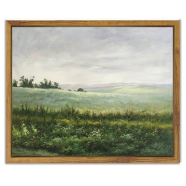 Drsoum Landscape Vintage Canvas Wall Art Classical Paints The Vast Grassland Room Decor - 8x10in Natural Framed