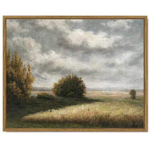 Drsoum Retro Frame Vintage Canvas Landscape Wall Art 11x14in Natural Wood Framed Prints Room Decor
