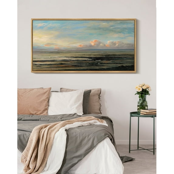 Drsoum Large 20x40in Natural Framed Retro Coastal Vintage Wall Art Classic Paints Rustic Farmhouse Landscape Kitchen Bathroom Office Decor