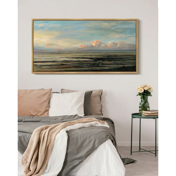 Drsoum Large 20x40in Natural Framed Retro Coastal Vintage Wall Art Classic Paints Rustic Farmhouse Landscape Kitchen Bathroom Office Decor