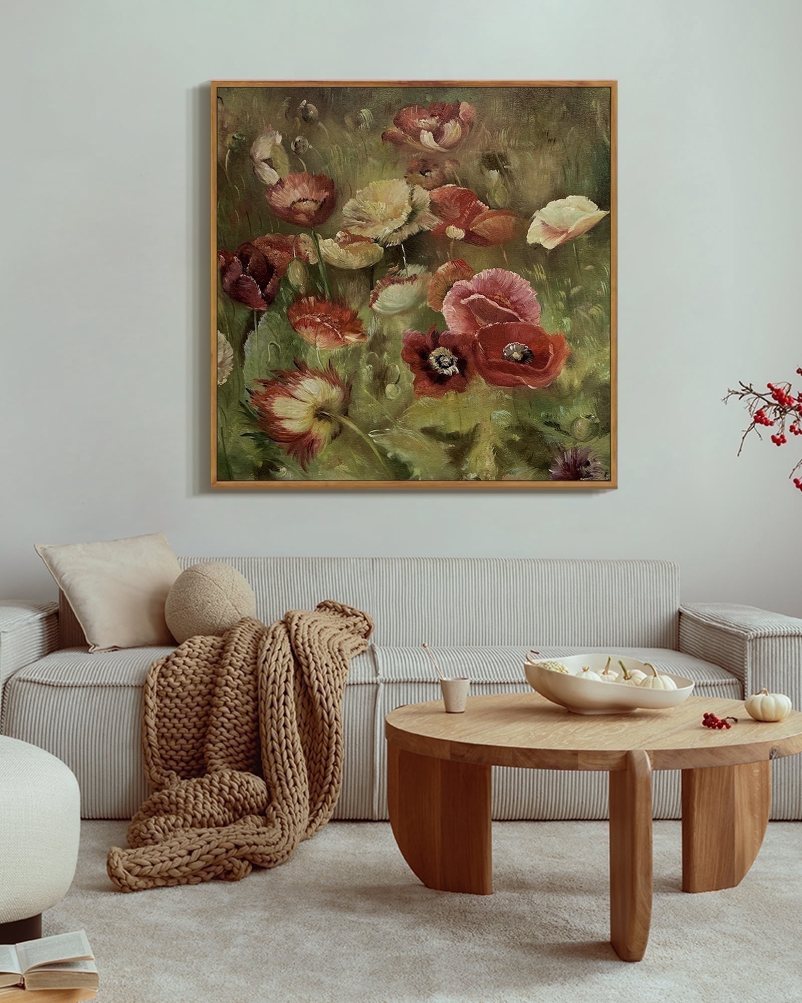 Drsoum Large 24x24in Natural Framed Vintage Landscape Canvas Wall Art ...