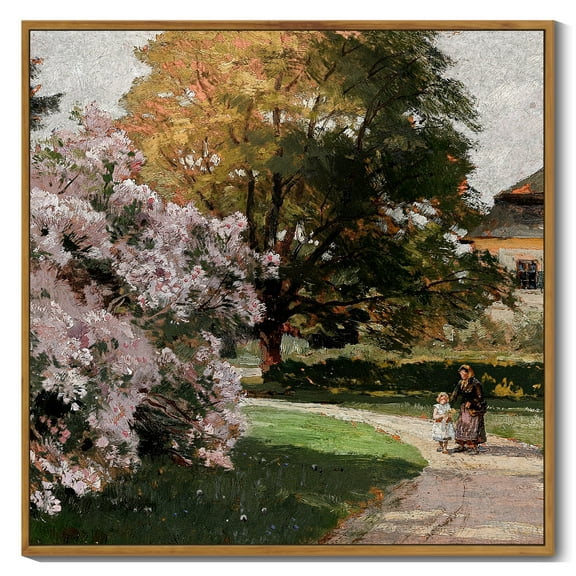 Drsoum Large 24x24in Natural Framed Vintage Landscape Wall Art Classic Retro Blossoming Bush Wall Prints Farmhouse Kitchen Bathroom Office Decor