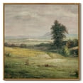 thumbnail image 1 of Drsoum Large 24x24in Natural Framed Vintage Wall Art The Vast Grassland Wilderness Landscape Painting Retro Meadow Scenery Farmhouse Kitchen Living Room Decor, 1 of 6