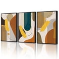 thumbnail image 1 of Drsoum Large Boho Abstract Wall Art 24x36in3pcs Black Framed Modern Minimalist Luxury Gold Line Artwork Kitchen Dining Room Decor, 1 of 8