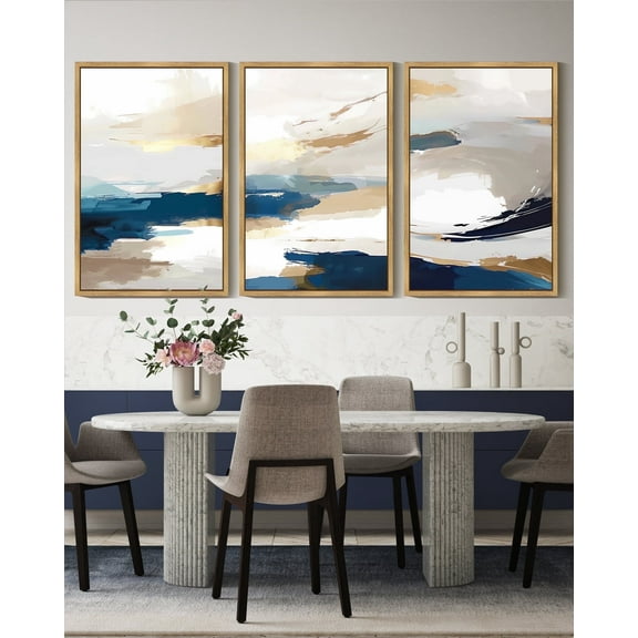 Drsoum Large Multicolor Abstract Wall Art 16x24in3pcs Natural Framed Modern Minimalist Painting Art Graffiti Artwork