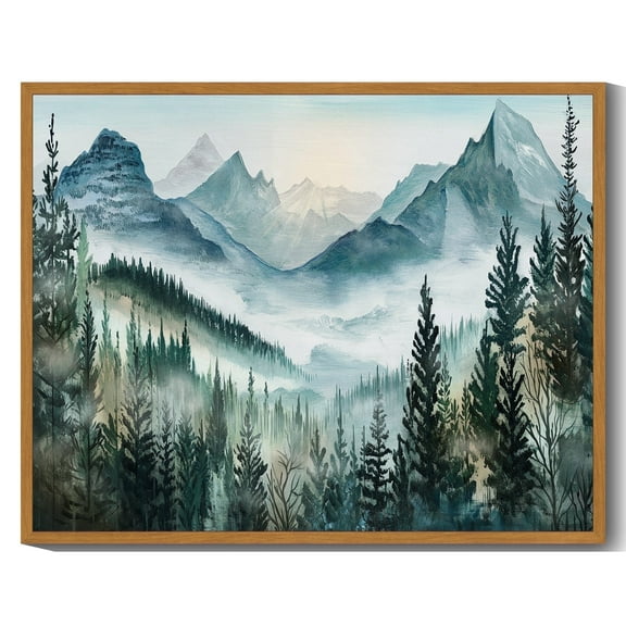 Drsoum Modern 11x14in Nature Framed Green Fog Pine Tree Forest Farmhouse Wall Decor Classic Prints Kitchen Bathroom Office