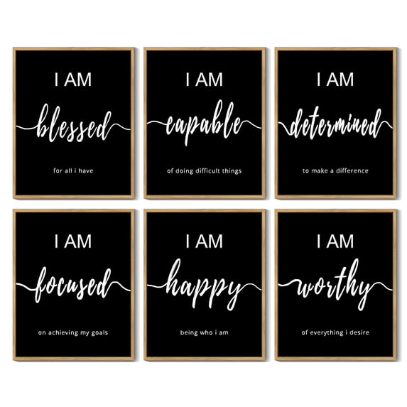 Drsoum Motivational Artwork Prints Geometric Wall Decor inspirational wall art Decor Canvas Prints Ready To Hang for Bedroom 8x10in6pcs Natural Framed