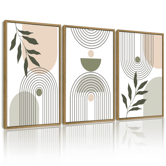 Drsoum Plant Wall Art Green Botanical Abstract Decor for Office Bathroom 11x14in3pcs Natural Framed