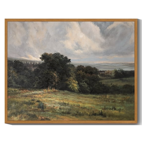 Drsoum Prairie Vintage Landscape Wall Art 11x14in Nature Framed The Vast Grassland Prints Home Decor Modern Bathroom Office Decor