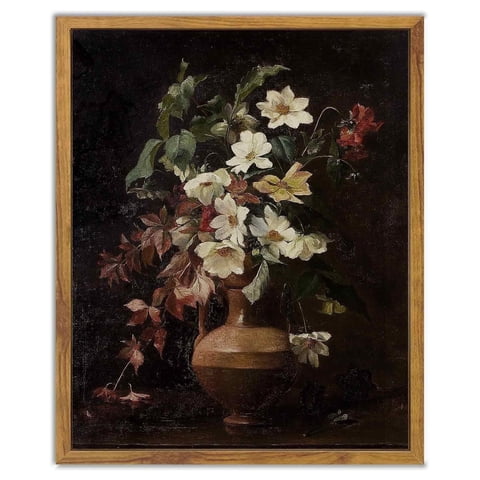 Drsoum Retro Floral Canvas Wall Vintage Flower Classical Painting Room Decor for Hallway Bedroom LivingRoom 8x10in