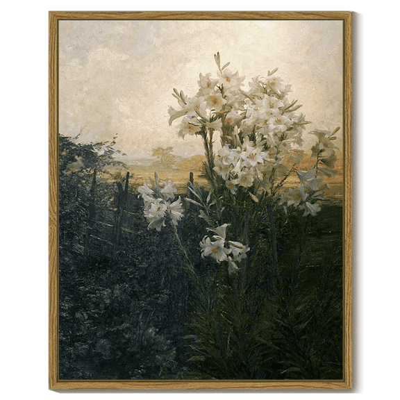 Drsoum Retro Lily Wall Home Decor Flower Classic Prints Kitchen Living room Office Decor 8x10in Natural Framed