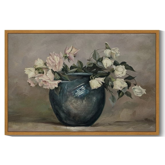 Drsoum Vintage 24x36in Natural Framed Landscape Canvas Wall Art Flower Classic Wall Prints Modern Farmhouse Hallways Dining Rooms Bedroom Living Rooms Decor