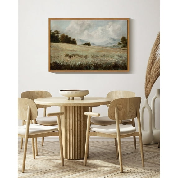 Drsoum Vintage 24x36in Natural Framed Landscape Canvas Wall Art Grassland Classic Wall Prints Modern Farmhouse Hallways Dining Rooms Bedroom Living Rooms Decor