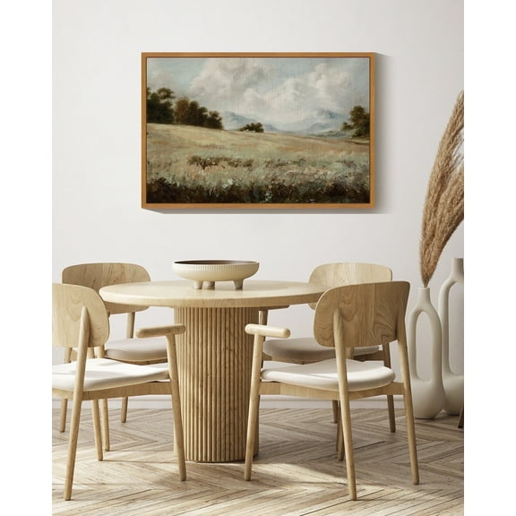 Drsoum Vintage 24x36in Natural Framed Landscape Canvas Wall Art Grassland Classic Wall Prints Modern Farmhouse Hallways Dining Rooms Bedroom Living Rooms Decor