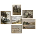 thumbnail image 1 of Drsoum Vintage 8x10in4pcs+11x14in2pcs Brown Framed Landscape Canvas Wall Art Classic Painting Modern Farmhouse Decor, 1 of 7