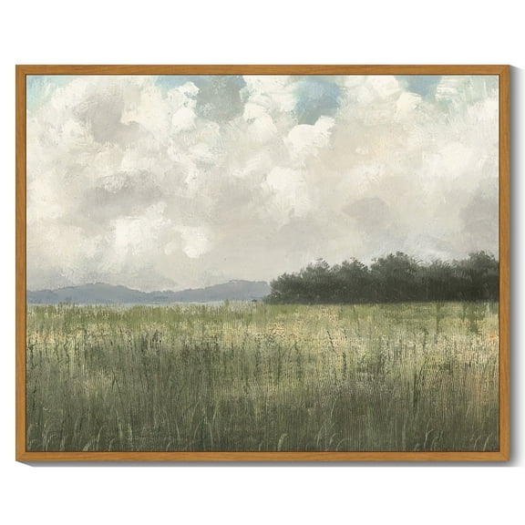 Drsoum Vintage Abstract Meadow Field Wall Prints Classic Retro Farmhouse Landscape Wall Art Rustic Decorations for Living Room Bedroom 8x10in Natural Framed