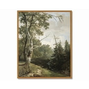 Drsoum Vintage Birch Forest Wall Art Rustic Retro Framed Woodland Prints Farmhouse Nature Landscape Decor for Living Room Bedroom Office 8x10in Natural Framed