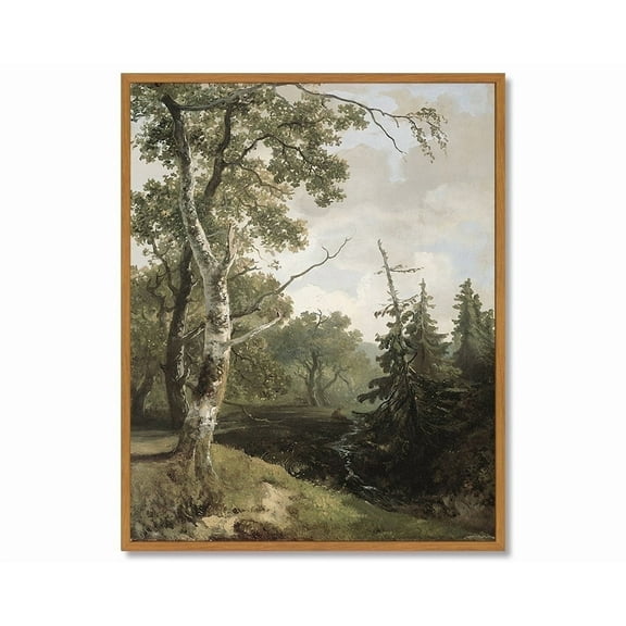 Drsoum Vintage Birch Forest Wall Art Rustic Retro Framed Woodland Prints Farmhouse Nature Landscape Decor for Living Room Bedroom Office 8x10in Natural Framed