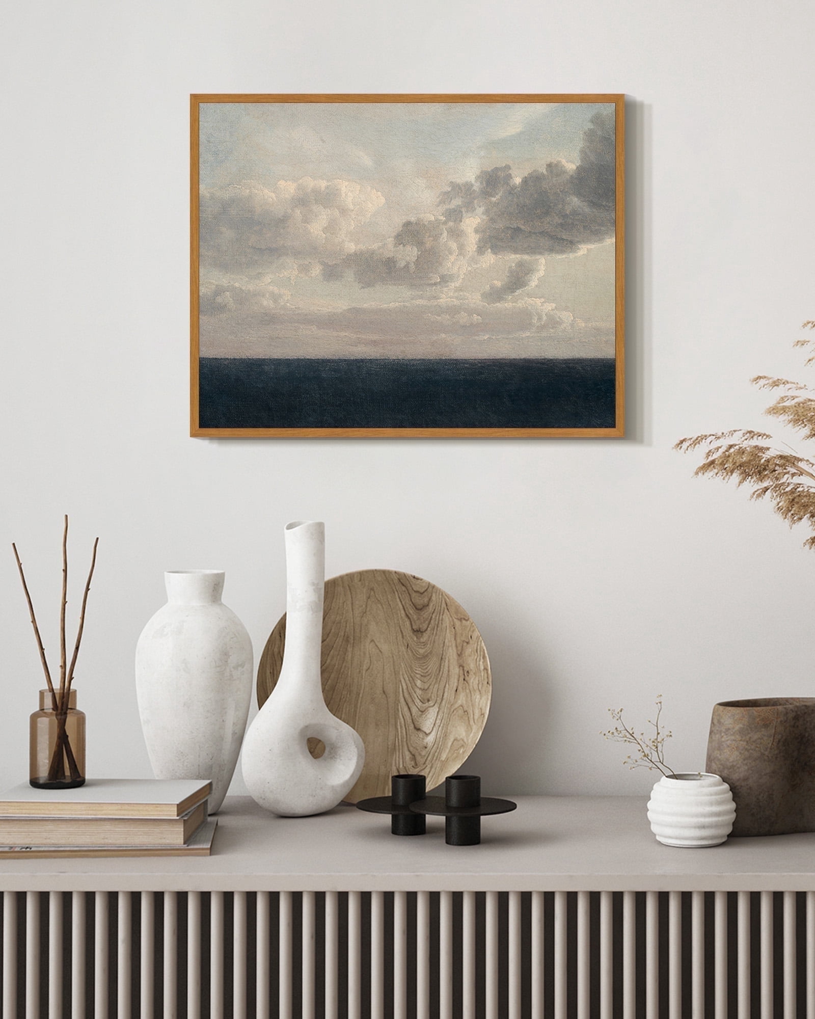 Rustic Ocean Drsoum Vintage Cloud Over Sea Wall Art 11x14in Natural Framed Rustic ...