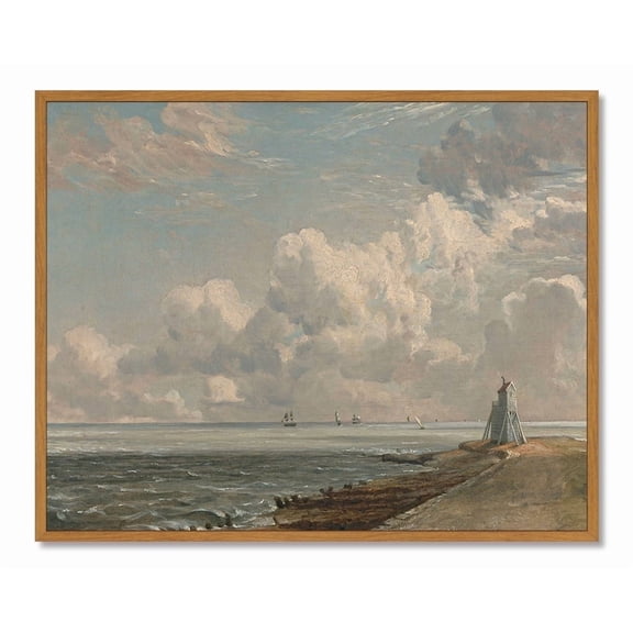 Drsoum Vintage Coastal Cloud Wall Art Rustic Retro Farmhouse Seaside Landscape Prints Classic Decorations for Living Room Bedroom 8x10in Natural Framed