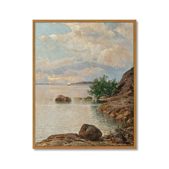 Drsoum Vintage Coastal Landscape Wall Art Rustic Retro Framed Ocean Scenery Prints Farmhouse Classic Decorations for Home Office Bedroom 8x10in Natural Framed