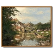 Drsoum Vintage Countrysid and Rivulet Wall Art Classic Retro Village Landscape Rustic Wall Prints Farmhouse Kitchen Bathroom Office Decor - 8x10in Nature Framed