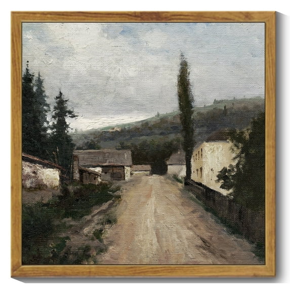 Drsoum Vintage Countryside Road Canvas Wall Art Farmhouse Retro Artwork Wall Prints Bathroom Office Decor 10x10in Natural Framed