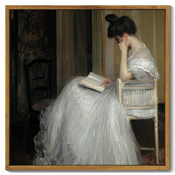 Drsoum Vintage Elegant Lady Wall Art 16x16in Natural Framed Medieval Elegant Women in Learning Wall Prints Modern Bathroom Office Decor