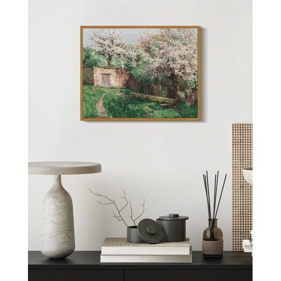 Drsoum Vintage Flower Garden Landscape Wall Decor 11x14in Natural Framed Flower Garden Wall Prints Classic Retro Farmhouse Rustic Decorations for Living Room Bedroom