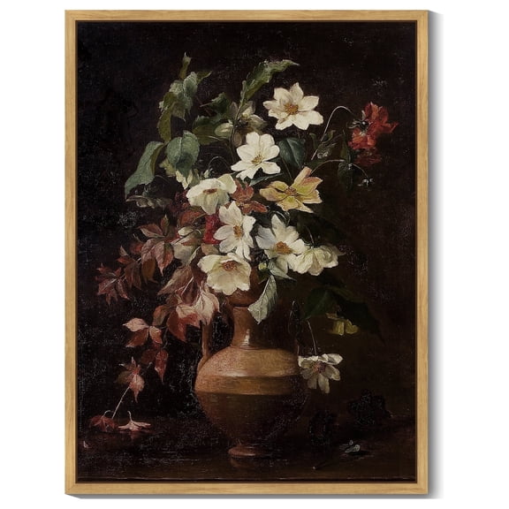 Drsoum Vintage Flower Wall Art Home Decor Floral Painting for Living Room Kitchen Bedroom Office Bathroom 11x14in Natural Framed